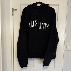 All Saints Black Hoodie Sweatshirt with White Logo